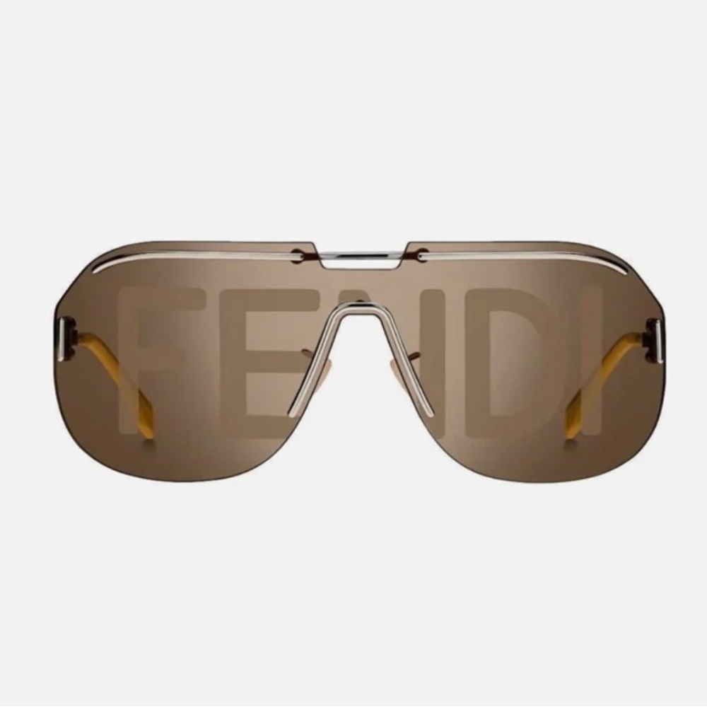 Fendi Gold Brown Shield Sunglasses